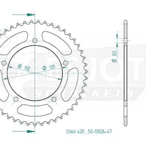 Couronne Acier 47 Dents - Pas 420 - Similaire JTR23 1999-2005