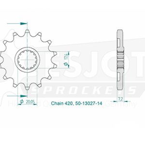 Pignon 14 Dents - Pas 420 - Similaire JTF1558 2018-2026