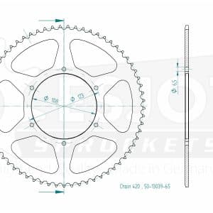Couronne Acier 65 Dents - Pas 420 - Similaire JTR1133