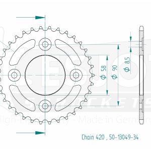Couronne Acier 34 Dents - Pas 420 - Similaire JTR212 2013-2021
