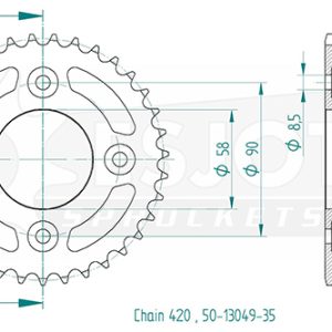 Couronne Acier 35 Dents - Pas 420 - Similaire JTR212 2003-2012