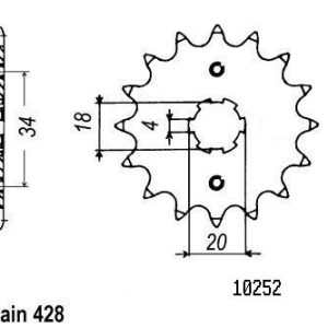 Pignon 16 Dents - Pas 428 - Similaire JTF259 1989-2007