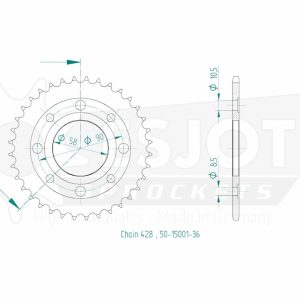 Couronne Acier 36 Dents - Pas 428 - Similaire JTR269 1996-2000