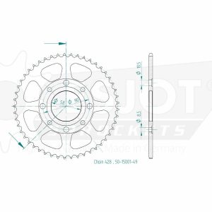 Couronne Acier 49 Dents - Pas 428 - Similaire JTR269