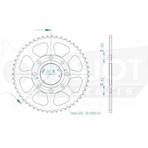 Couronne Acier 51 Dents - Pas 428 - Similaire JTR269 1996-2004