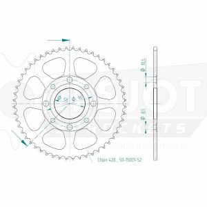 Couronne Acier 52 Dents - Pas 428 - Similaire JTR269 1976-2004