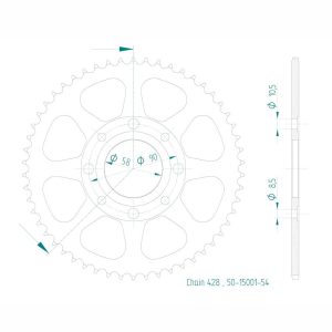 Couronne Acier 54 Dents - Pas 428 - Similaire JTR269