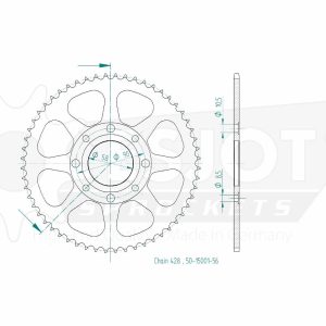 Couronne Acier 56 Dents - Pas 428 - Similaire JTR269
