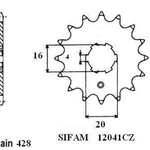 Pignon 14 Dents - Pas 428 - Similaire JTF555 1983-1985