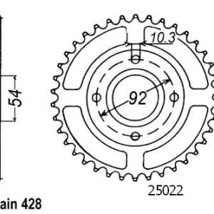 Couronne Acier 49 Dents - Pas 428 - Similaire JTR835 1995-2003