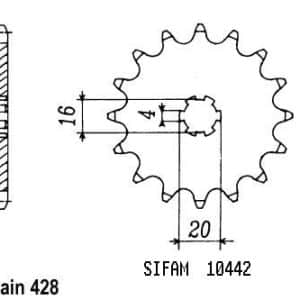 Pignon 14 Dents - Pas 428 - Similaire JTF418 1976-2015