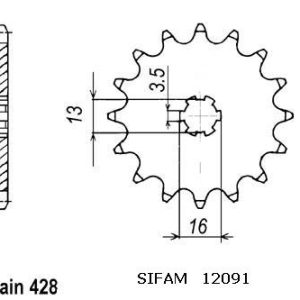 Pignon 14 Dents - Pas 428 - Similaire JTF542 1981-2000