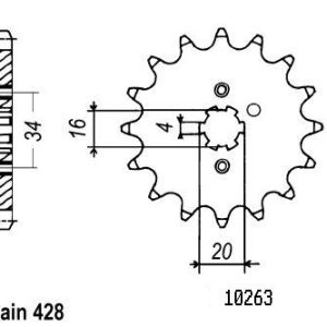 Pignon 14 Dents - Pas 428 - Similaire JTF1263 1982-2023