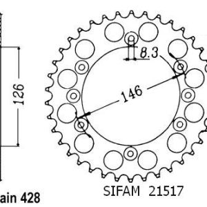 Couronne Acier 50 Dents - Pas 428 - Similaire JTR805 1984-2013
