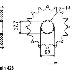 Pignon 16 Dents - Pas 428 - Similaire JTF558 1988-2023