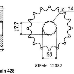 Pignon 17 Dents - Pas 428 - Similaire JTF558 1988-1989