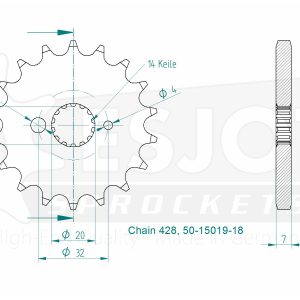 Pignon 18 Dents - Pas 428 - Similaire JTF558 1996-2000