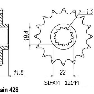 Pignon 14 Dents - Pas 428 - Similaire JTF409 2008-2024