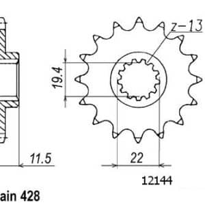 Pignon 16 Dents - Pas 428 - Similaire JTF409 1986-2001