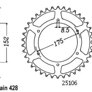 Couronne Acier 53 Dents - Pas 428 - Similaire JTR839 1988-2015