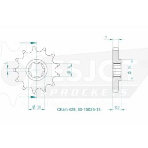 Pignon 13 Dents - Pas 428 - Similaire JTF410 2000-2015