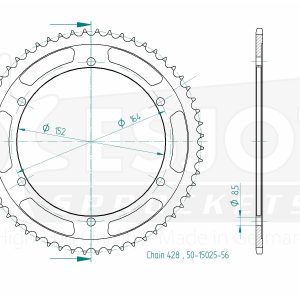 Couronne Acier 56 Dents - Pas 428 - Similaire JTR1839 2014-2017
