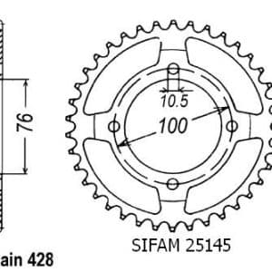 Couronne Acier 47 Dents - Pas 428 - Similaire JTR1806 1992-1996