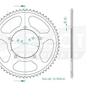 Couronne Acier 62 Dents - Pas 428 - Similaire JTR5213 1999-2003