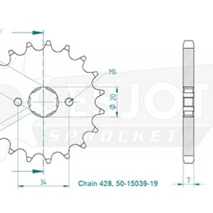 Pignon 19 Dents - Pas 428 - Similaire JTF2442 2004
