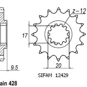 Pignon 13 Dents - Pas 428 - Similaire JTF1907