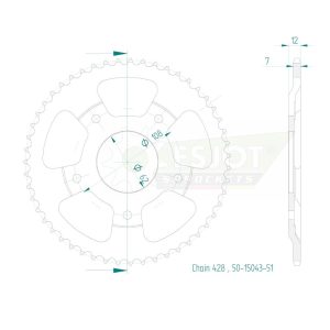 Couronne Acier 51 Dents - Pas 428 2000-2006