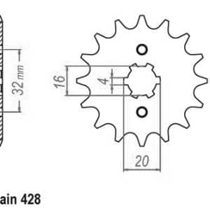 Pignon 13 Dents - Pas 428 - Similaire JTF1550