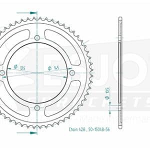 Couronne Acier 56 Dents - Pas 428 - Similaire JTR1874 2001-2004