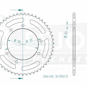 Couronne Acier 51 Dents - Pas 428 - Similaire JTR1134 2007-2013