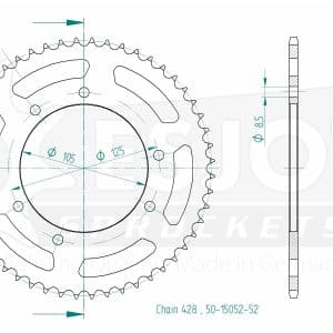 Couronne Acier 52 Dents - Pas 428 - Similaire JTR1134 2006-2008