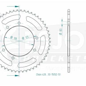 Couronne Acier 53 Dents - Pas 428 - Similaire JTR1134