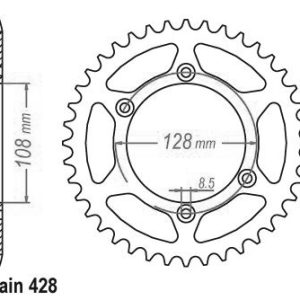 Couronne Acier 57 Dents - Pas 428 - Similaire JTR797 2008-2020