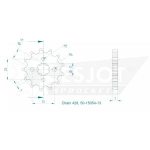 Pignon 13 Dents - Pas 428 - Similaire JTF273 2014-2023