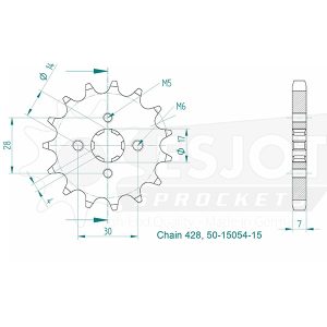 Pignon 15 Dents - Pas 428 - Similaire JTF273 2017-2021