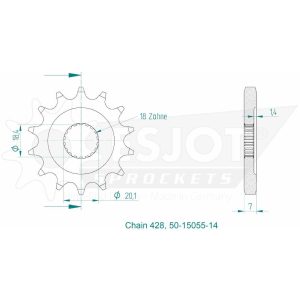 Pignon 14 Dents - Pas 428 - Similaire JTF785 2022-2025