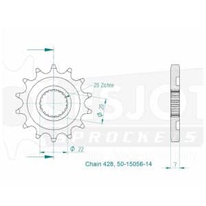 Pignon 14 dents - Pas 428 2012-2023