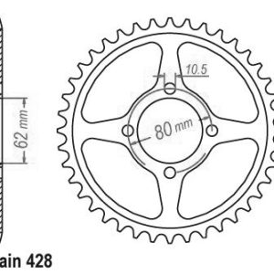 Couronne Acier 54 Dents - Pas 428 - Similaire JTR1843 2002-2020