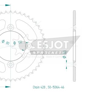 Couronne Acier 46 Dents - Pas 428 - Similaire JTR1204 2014-2026