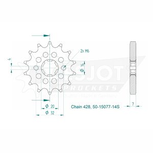 Pignon Ultralight 14 Dents - Pas 428 - Similaire JTF1425 2018-2025