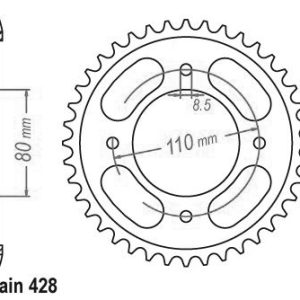 Couronne Acier 42 Dents - Pas 428 - Similaire JTR1219 2009-2014