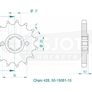Pignon 15 Dents - Pas 428 - Similaire JTF920 2007-2019