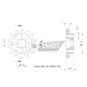 Pignon Ultralight 14 Dents - Pas 428 - Similaire JTF1122