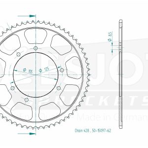 Couronne Acier 62 Dents - Pas 428 - Similaire JTR1135 2017-2023
