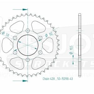 Couronne Acier 43 Dents - Pas 428 - Similaire JTR1010 2015-2024