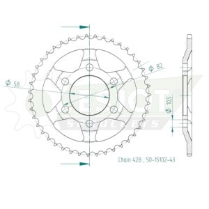 Couronne Acier 43 Dents - Pas 428 2017-2018